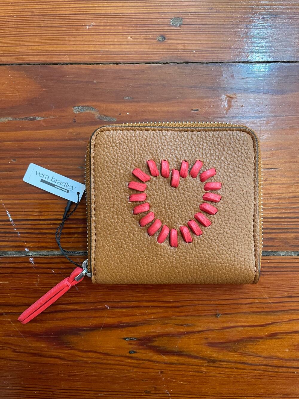Vera Bradley Essential Small Zip Around Wallet Roasted Pecan Cayenne NWT